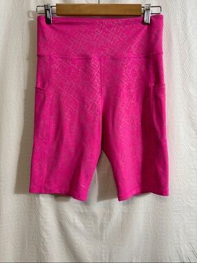 Women’s Zyia Active Athletic Biker Shorts Barbie Pink with Pockets Size Small